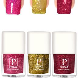 PERPAA Set Of 3 Glitter Light Reflective UV Gel Nail Polish 5ml Each - Shades 98-99-90-18