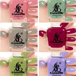 AQ FASHION Set Of 6 Long Lasting Quick Dry Glossy Nail Polish - 7 ml Each-image-98