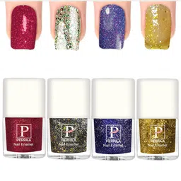 PERPAA Set Of 4 Glitter Light Reflective UV Gel Sparkly Nail Polish - 5ml Each-50