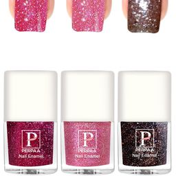 PERPAA Set Of 3 Glitter Light Reflective UV Gel Nail Polish 5ml Each - Shades 96-97-95-29