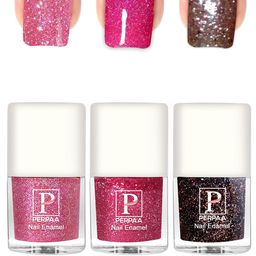 PERPAA Set Of 3 Glitter Light Reflective UV Gel Nail Polish 5ml Each - Shades 97-98-95-28