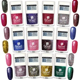 ForSure 4-Pcs High Shine Glitter Nail Polish -5ml Each-Green-Royal Blue-Turquoise-Lavender-18