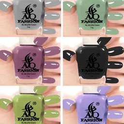 AQ FASHION Set Of 6 Glossy Quick Dry Nail Polish - 7 ml Each-image-57
