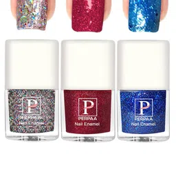 PERPAA Set Of 3 Glitter Light Flashing Sparkly Gel Nail Polish - 5ml Each-2