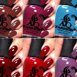 AQ FASHION Set Of 6 Power Lasting Glossy Quick Dry Nail Polish - 9 ml Each-image-38