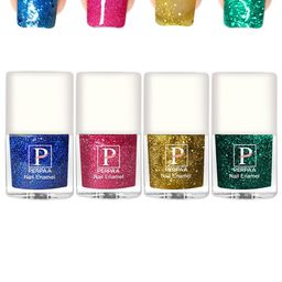 PERPAA 4Pcs Long Lasting Gel Nail Polish - Light Pink, Yellow, Dark Green, Royal Blue-7