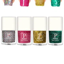 PERPAA 4Pcs Long Lasting Gel Nail Polish 5ml Each - Light Pink, Yellow, Dark Green, Silver-11