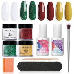 Modelones Pack of 10Pcs Dipping Nail Powder-image-31