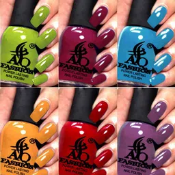 AQ FASHION Set Of 6 Power Lasting Glossy Quick Dry Nail Polish - 9 ml Each-image-71