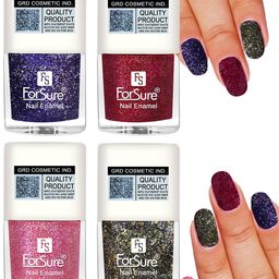 ForSure Set of 4 High Shine Glitter Long Lasting Nail Enamel 5 ml each - Shade 90-91-92-97-49