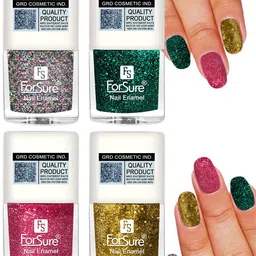 ForSure Set of 4 High Shine Glitter Long Lasting Nail Enamel 5ml each - Shade 98-99-100-89-47