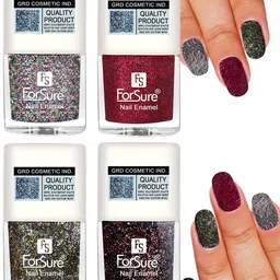 ForSure Set of 4 High Shine Glitter Long Lasting Nail Enamel 5 ml each - Shade 89-90-91-95-0
