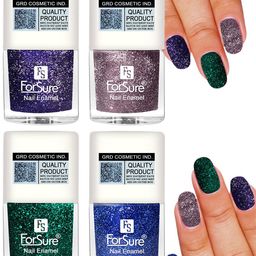 ForSure Set of 4 High Shine Glitter Long Lasting Nail Enamel 5ml each - Shade 92-93-94-100-7