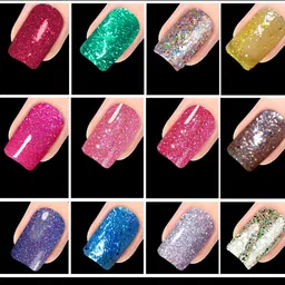 PERPAA Set Of 3 Glitter Light Reflective Flashing Sparkly Gel Nail Polish - 5ml Each image 3