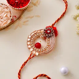 Aapno Rajasthan Gold-Plated Kundan and Beads Embellished Royal Rakhi-image-47