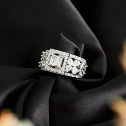 ATIBELLE Silver-Plated AD-Studded Finger Ring-23