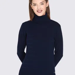 GODFREY Women Navy Blue Acrylic Striped Pullover-image-35