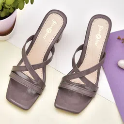 GLAMZKART Cross Strap Open Toe Block Heels-14