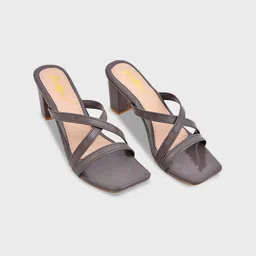 GLAMZKART Cross Strap Open Toe Block Heels image 3