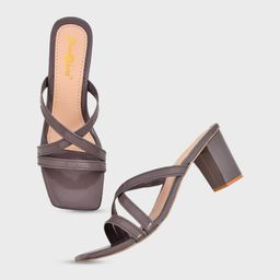 GLAMZKART Cross Strap Open Toe Block Heels image 5