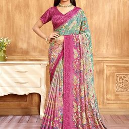 Mitera Floral Pure Crepe Saree-16