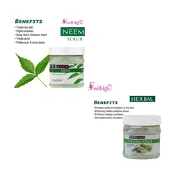 feelhigh Set Of 2 Neem Scrub & Herbal Scrub For Face & Body 500 ml Each image 3