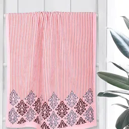 RANGOLI Emperial Pink & Grey Set Of 3 Printed 450GSM Pure Cotton Towel Set-0