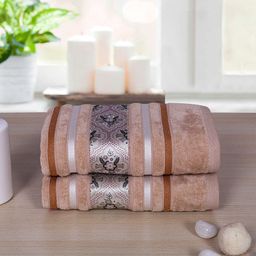 RANGOLI Set Of 2 Beige Solid 450 GSM Cotton Hand Towel-95