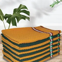 Athom Trendz Green & Mustard Yellow 12-Pieces Textured Pure Cotton Hand Towels-14