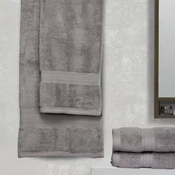 BOMBAY DYEING Super Ultrx Zero Tuest Grey Set Of 4 650 GSM Soft Cotton Towel Set-29