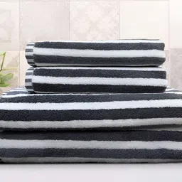 SENSES Black & White 4 Piece Striped Cotton Towel Set-20