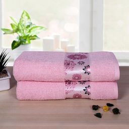 RANGOLI Pink 2 Pieces 450 GSM Cotton Bath Towels-image-54