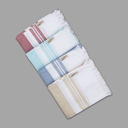 Ramraj Red & Blue 4 Piece Striped Cotton 170 GSM Towel Set-15