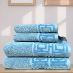SENSES Blue 4 Piece Cotton 550 GSM Towel Set-image-16
