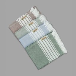 Ramraj Green & Blue 4 Piece Striped Cotton 170 GSM Towel Set-19