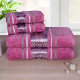 RANGOLI Set Of 4 Solid 450 GSM Pure Cotton Towel Set-12