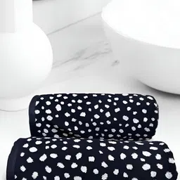 SENSES Black & White 4 Piece Printed Cotton 570 GSM Towel Set-19