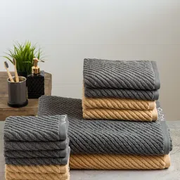 Nautica Set Of 14 Grey & Beige Textured Towel Set-8