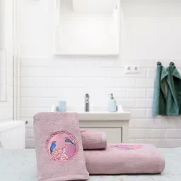 RANGOLI Set Of 3 Purple Solid 450 GSM Pure Cotton Towels-57