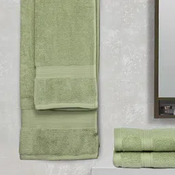 BOMBAY DYEING Super Ultrx Zero Tuest Green Set Of 4 Green 650 GSM Pure Cotton Towels Set-33