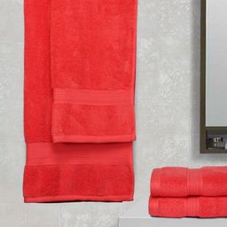 BOMBAY DYEING Super Ultrx Zero Tuest Red Set of 4 650 GSM Soft & Durable Cotton Towel Set-34
