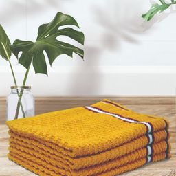 Athom Trendz Yellow 4 Pieces Textured Cotton Hand Towels-14