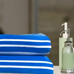 SENSES Blue & White 2 Piece Striped Cotton 400 GSM Towel Set-image-51