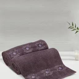 LUSH & BEYOND Purple & White 2 Pieces Striped Pure Cotton 500 GSM Bath Towels-picture-13