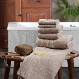 MASPAR Amor Beige 6 Pieces Pile Ultra-Soft 600 GSM Towel Set-image-94