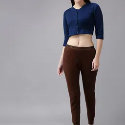 Lux Cottswool Women Blue & Brown Solid Woolen Thermal Set-image-84