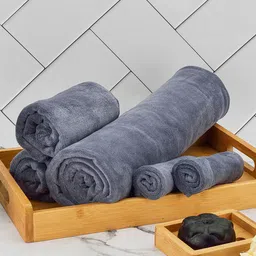 Black gold Solid Microfiber Towel Set-2
