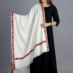 HANDICRAFT PALACE Women White & Red Woven Design Shawl-29