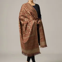 HANDICRAFT PALACE Women Brown & Maroon Red Woven-Design Shawl-picture-24