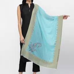 Anekaant Women Blue Paisley Woolen Shawl-image-12